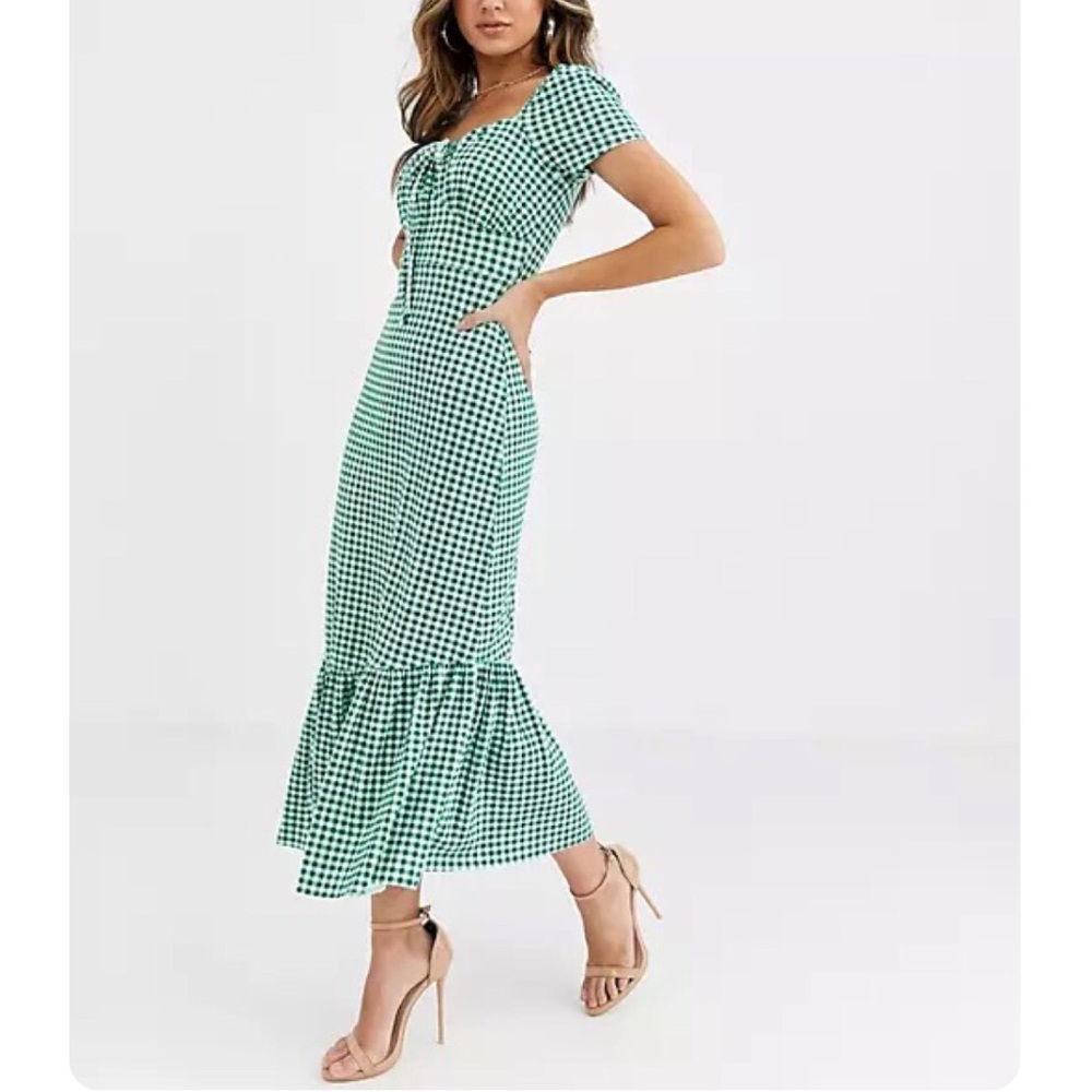 ASOS Green Gingham Maxi Dress